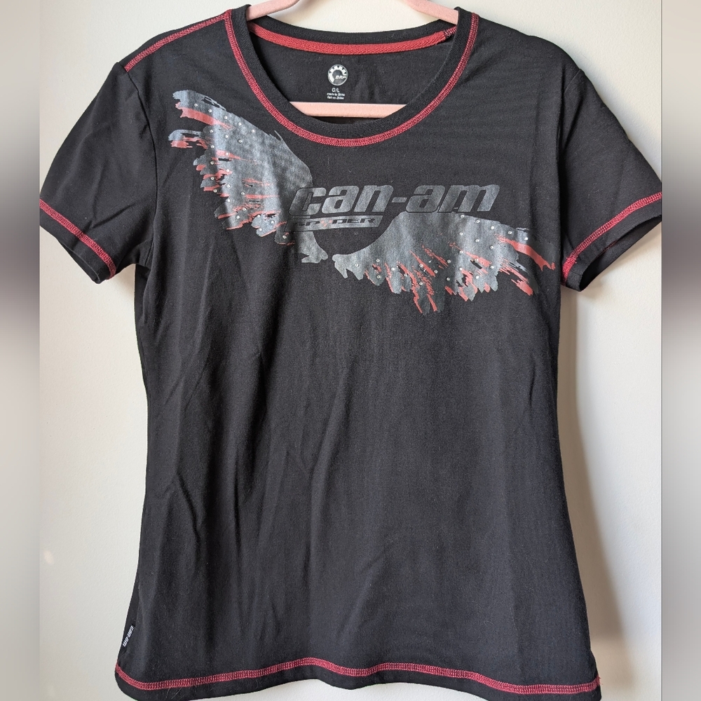 BRP Can-am Spyder Black Rhinestone Graphic Tee Size Large